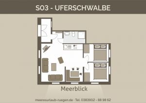 Bild 2: S03 Insel Rügen, gemütlich mit 2 Schlafzimmer, Meerblick, zentrale Lage