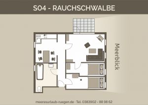 Bild 2: S04 Rügen behagliche Fewo mit 2 Schlafräumen und Balkon, Meerblick im Grün
