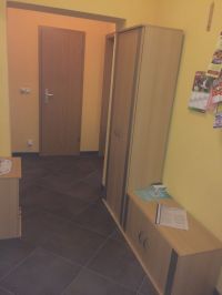 Flur mit Schuhschrank,Spiegel und Wirtschaftsschrank, in dem sich Putzutensilien( Eimer,Wischer,Kehrgarnitur…) und 1.Hilfematerial befinden - Bild 18: Ferienwohnung Fischer „Am Greifenbachstauweiher“